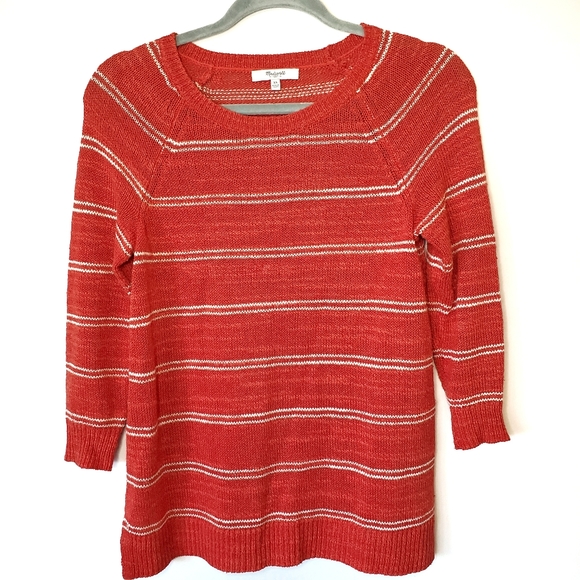 Madewell orange cabinstripe crewneck sweater - Picture 1 of 8